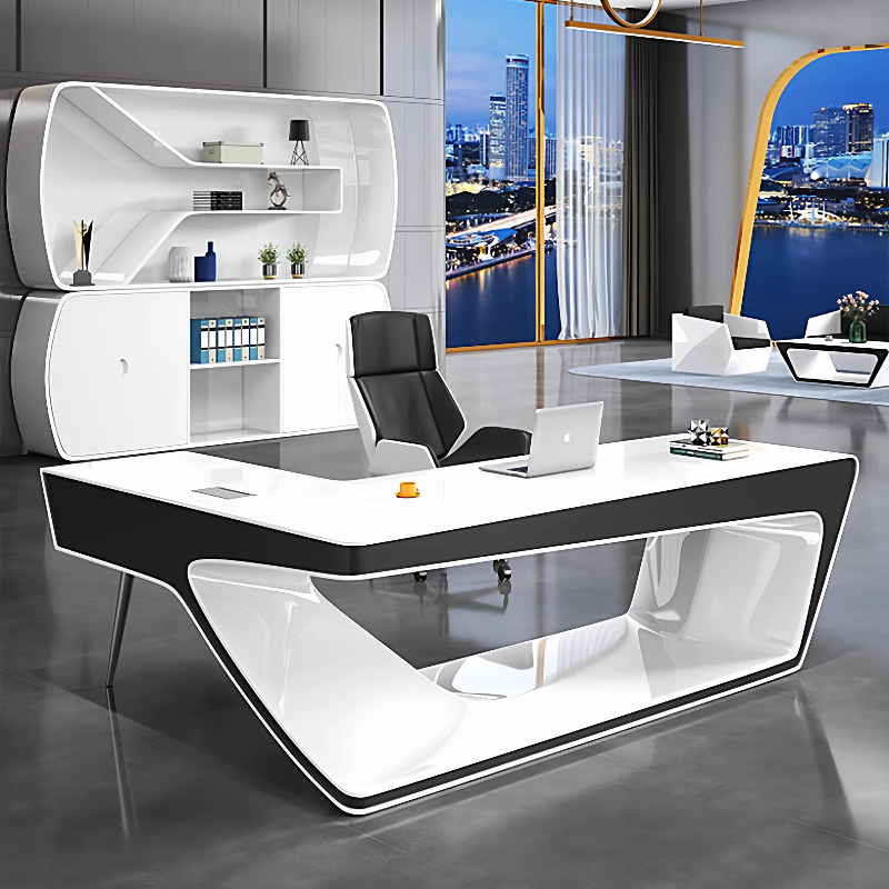 Office Tech Design - Modern minimalist L shaped design futuristic