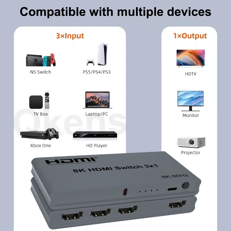 Hdmi Matrix Switch - 8K 60Hz 3x1 Auto Switch Cycle