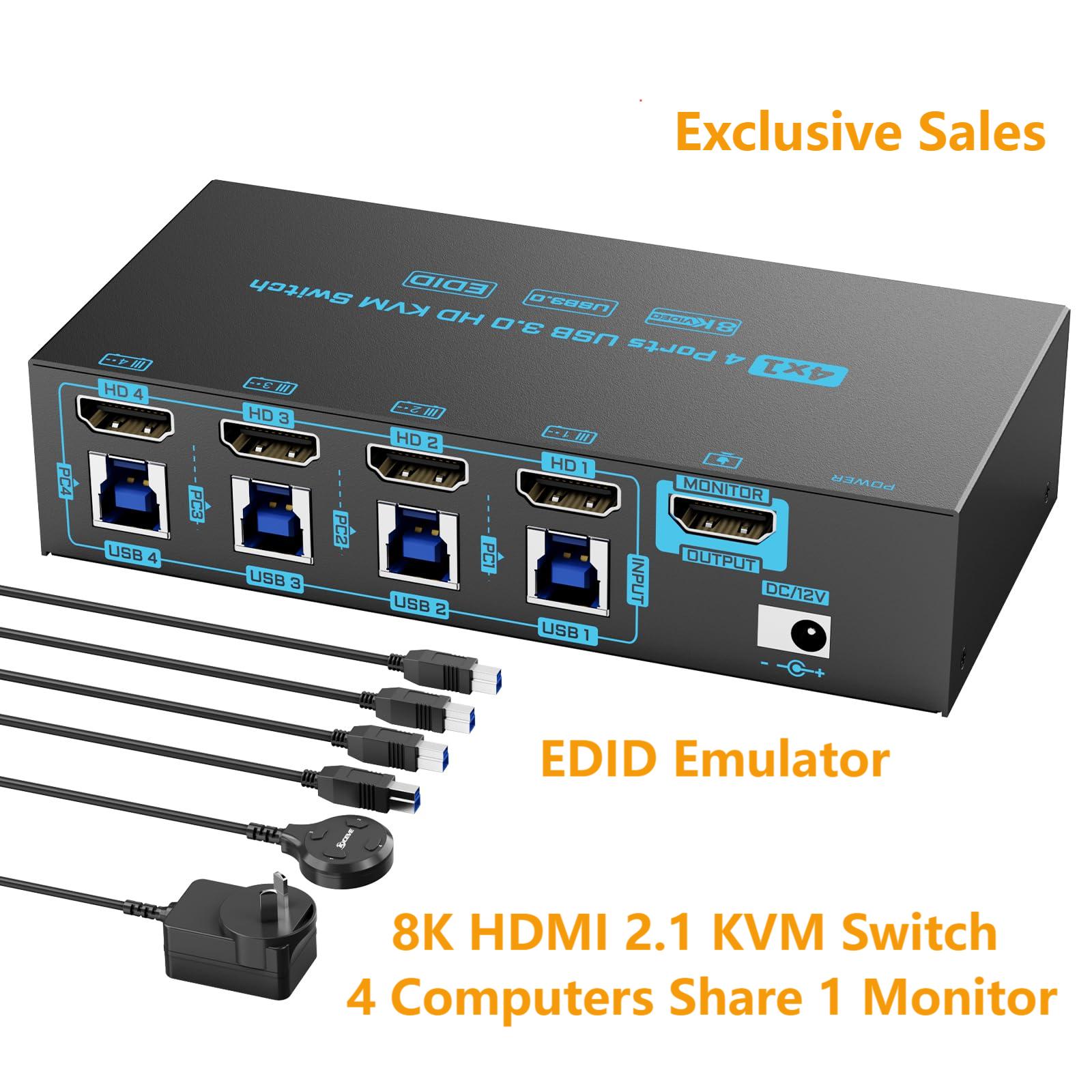 Hdmi Matrix Switch - 8K/4K HDMI KVM Switch 4 Port