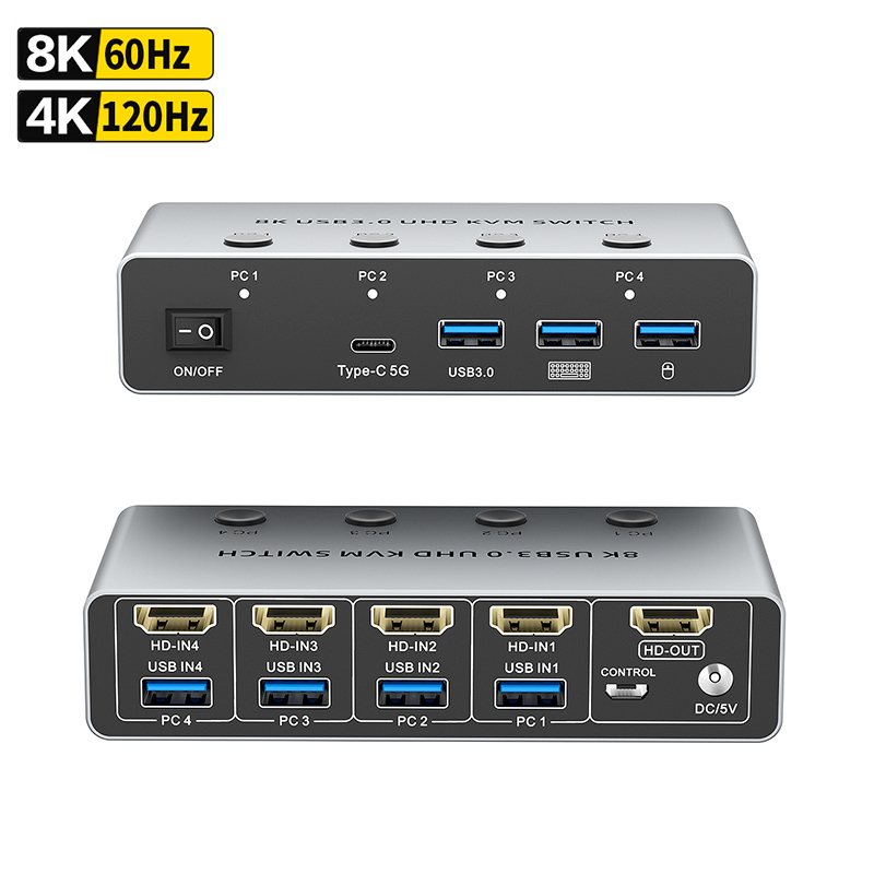 8K@60Hz HDMI KVM Switch 4 Comp - Hdmi Matrix Switch ulasan dan harga