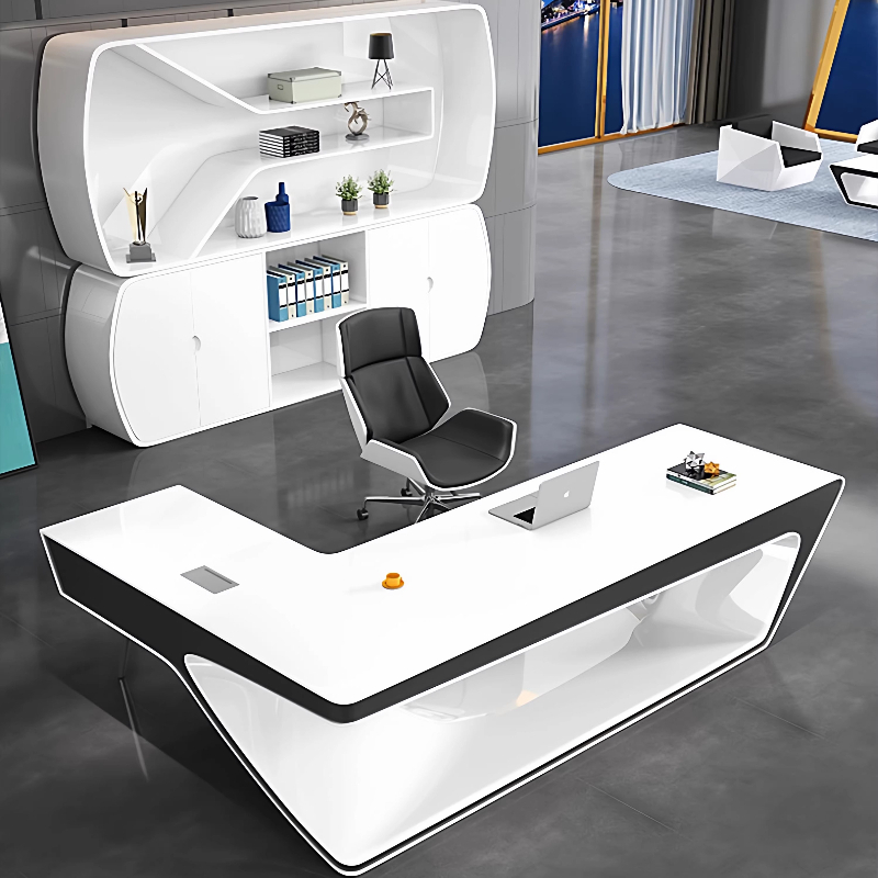 Modern minimalist L shaped des - Office Tech Design ulasan dan harga