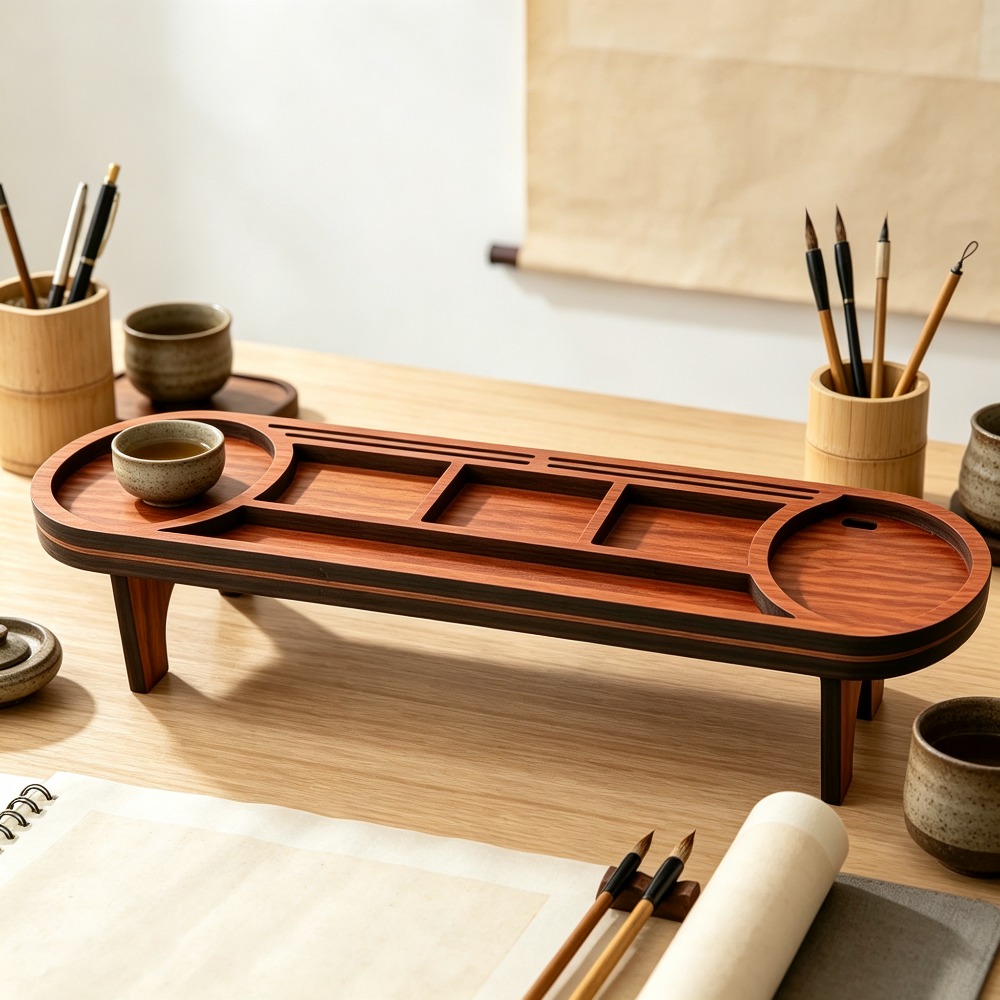 Wooden Desk Organizer with Pho - Office Tech Accessories ulasan dan harga