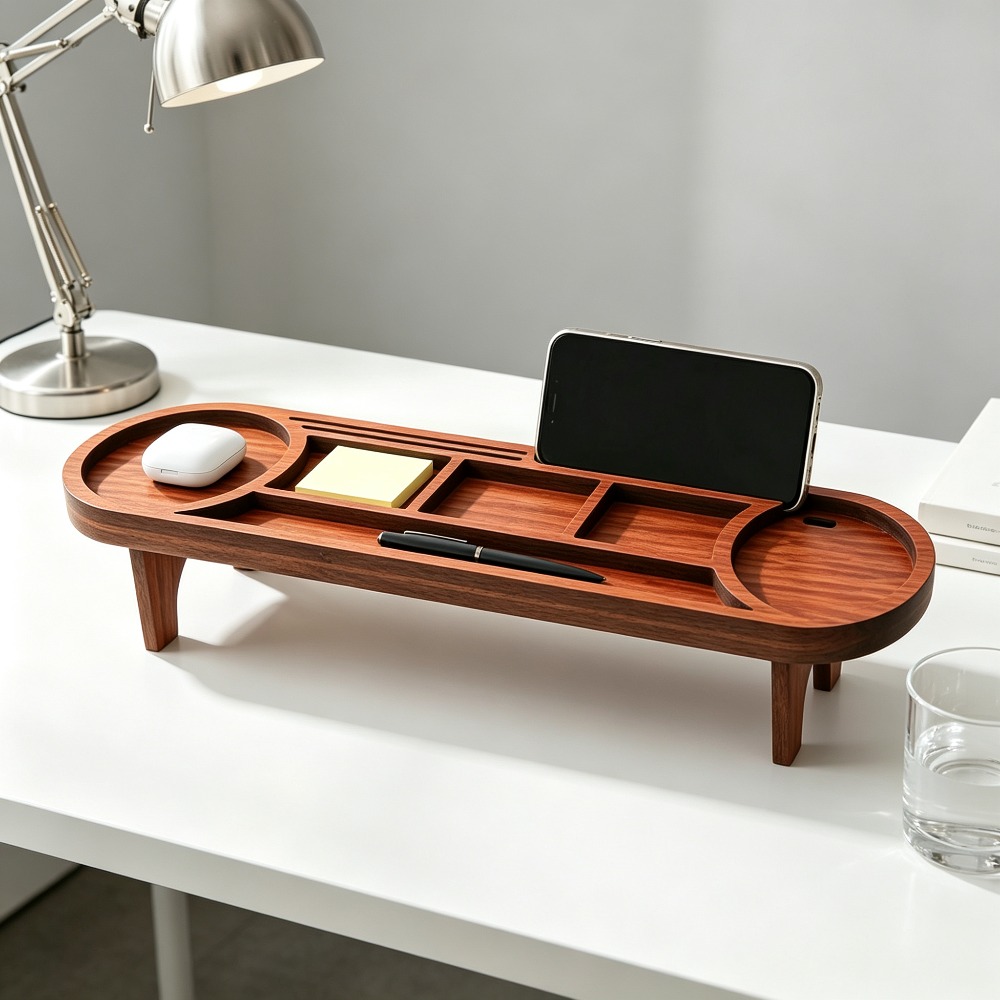 Wooden Desk Organizer with Pho - Office Tech Accessories ulasan dan harga