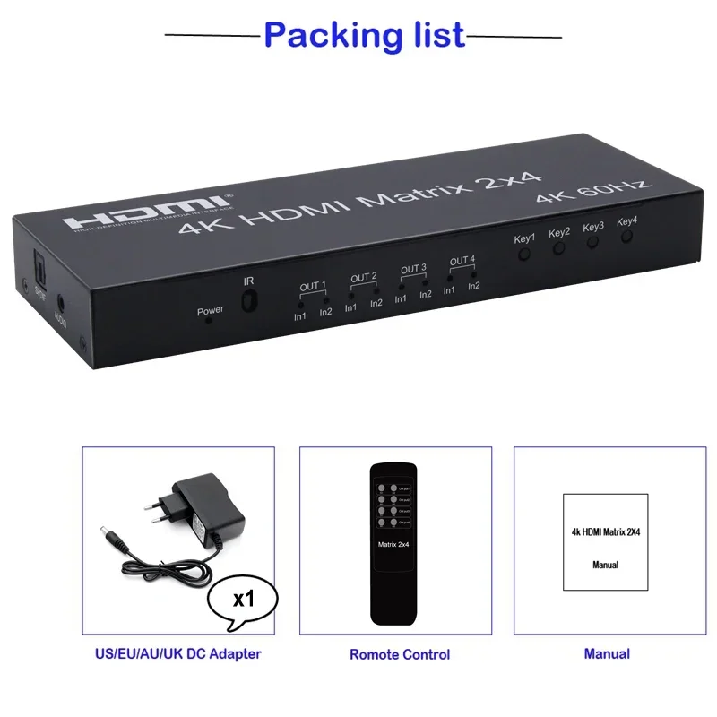 4K 60Hz 2x4 HDMI Matrix 2 in 4 - Hdmi Matrix Switch ulasan dan harga