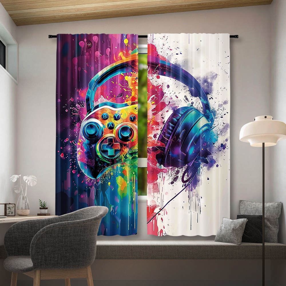 Gaming Controller Curtains Hea - Office Tech Design ulasan dan harga